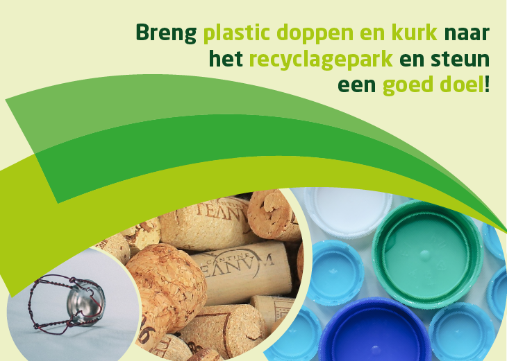 Breng plastic doppen en kurk naar het recyclagepark